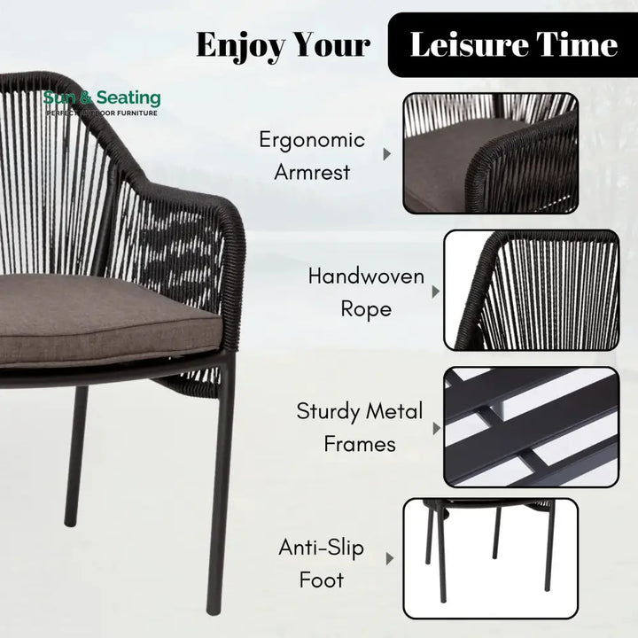 Magnolia 2-Piece Outdoor Rope Patio Dining Chairs Dinning Chairs