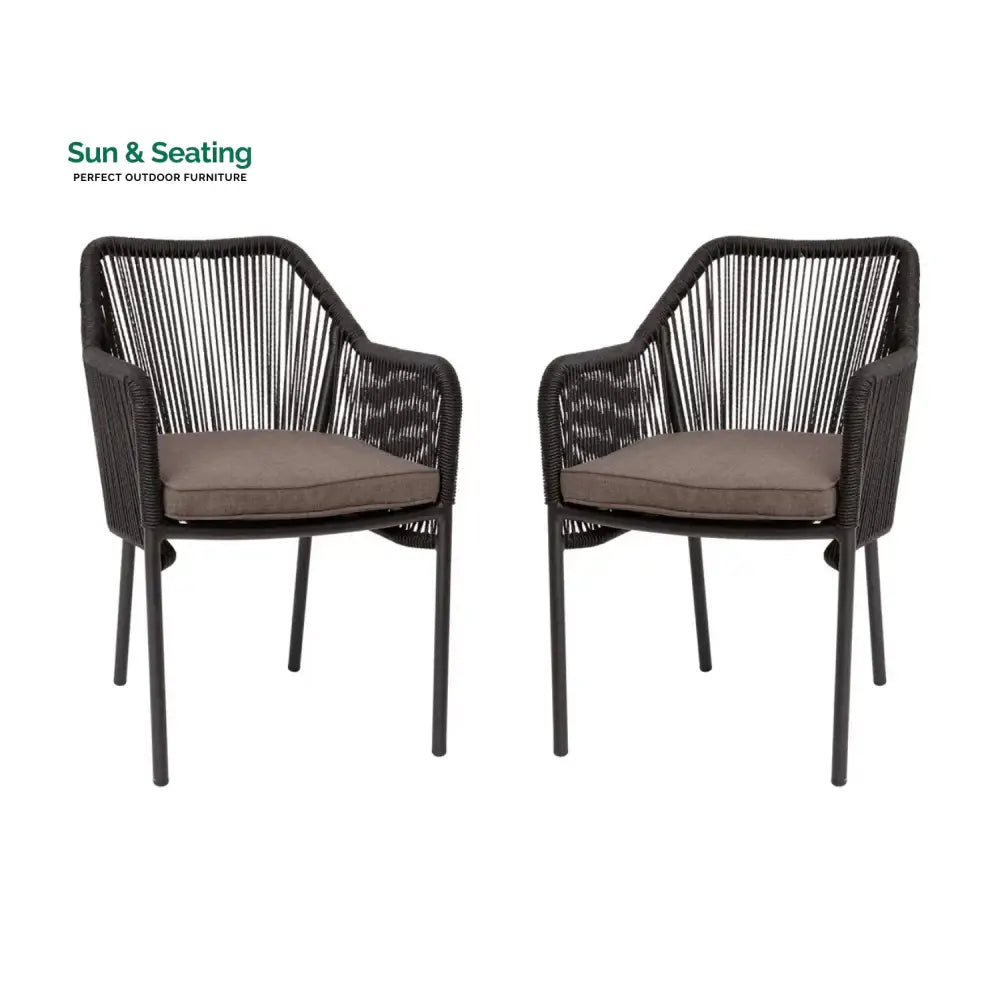 Magnolia 2-Piece Outdoor Rope Patio Dining Chairs Dinning Chairs