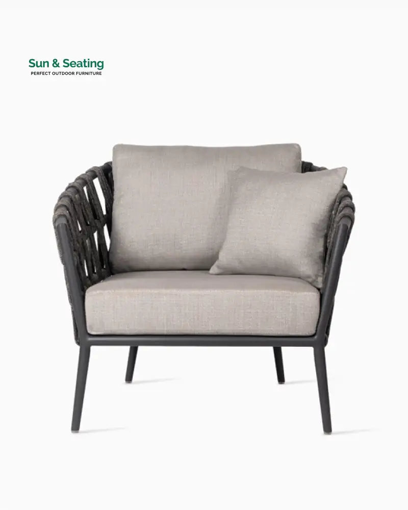 Magnus Outdoor Sofa Set 5 Seater 1 Single seater and 2 Center Table Set (Dark Grey) Braided &amp; Rope Sofa Sets