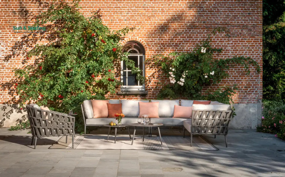Magnus Outdoor Sofa Set 5 Seater 1 Single seater and 2 Center Table Set (Dark Grey) Braided & Rope Sofa Sets