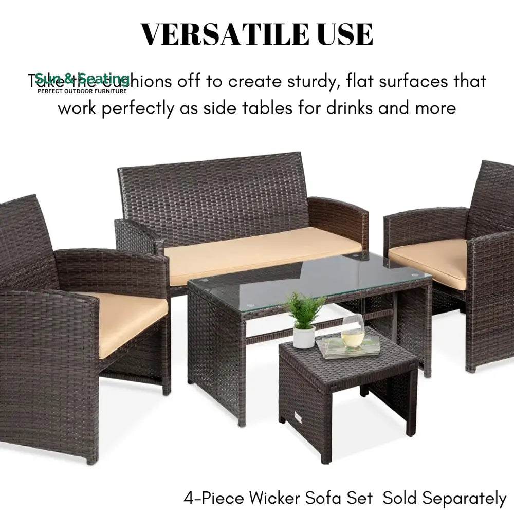 Mahek Set of 2 Wicker Ottomans Multipurpose Outdoor Furniture Footrest
