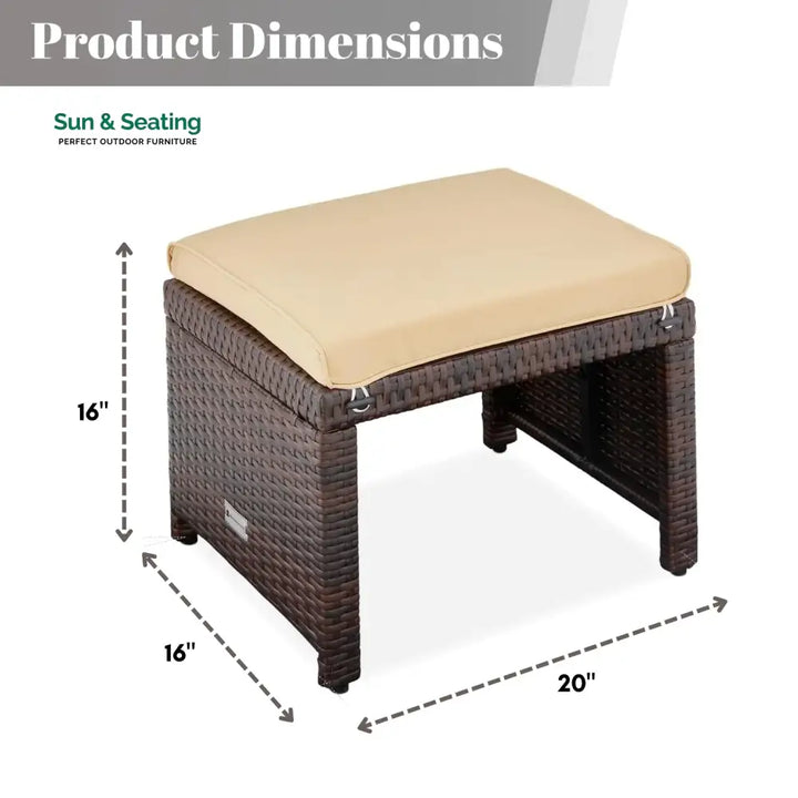 Mahek Set of 2 Wicker Ottomans Multipurpose Outdoor Furniture Footrest