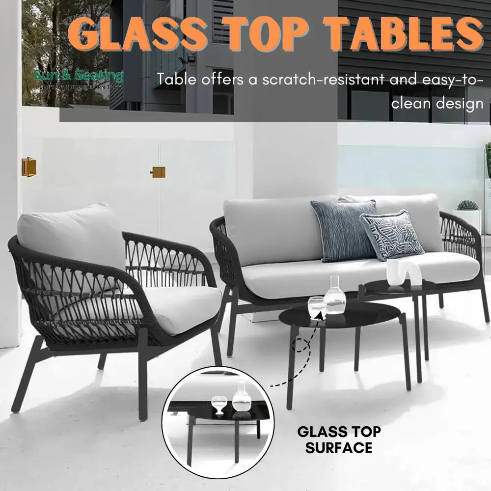 Maitreyi Outdoor 4 Seater Rope Conversation Sofa Set Sofa Set