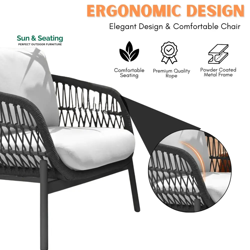 Maitreyi Outdoor 4 Seater Rope Conversation Sofa Set Sofa Set