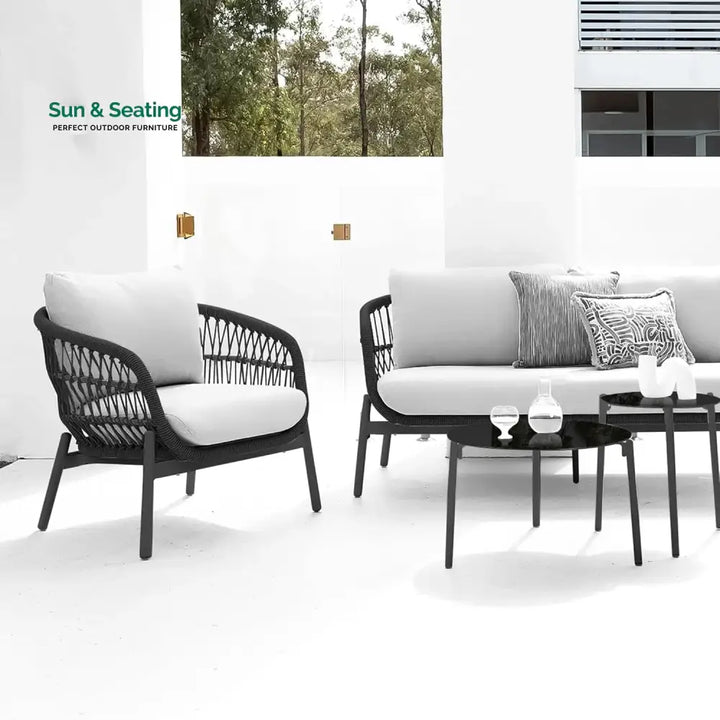Maitreyi Outdoor 4 Seater Rope Conversation Sofa Set Sofa Set