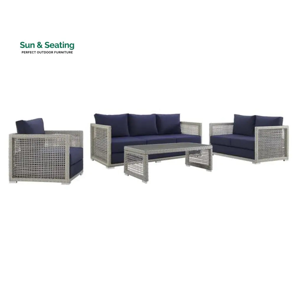 Malvolio Outdoor Set 1 Triple Seater 1 Double Seater 1 Single Seater 2 Side table and 1 Center Table (Silver) Sofa Sets