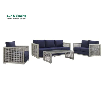 Malvolio Outdoor Set 1 Triple Seater 1 Double Seater 1 Single Seater 2 Side table and 1 Center Table (Silver) Sofa Sets
