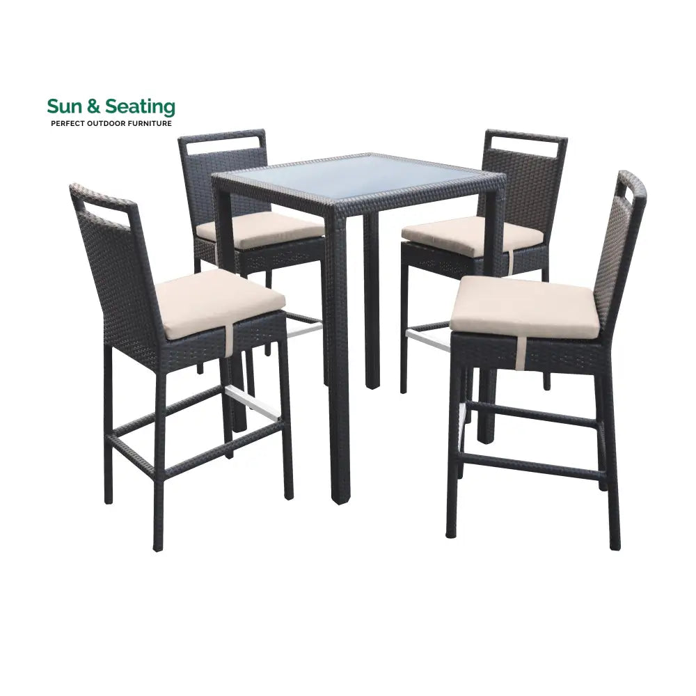 Manfredo Outdoor Patio Bar Sets 4 Chairs and 1 Table (Dark Brown) Bar Sets