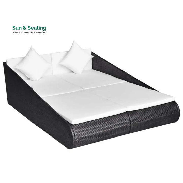 Manna Outdoor Poolside Sunbed With Cushion Daybed (Black/Brown) Sunbed
