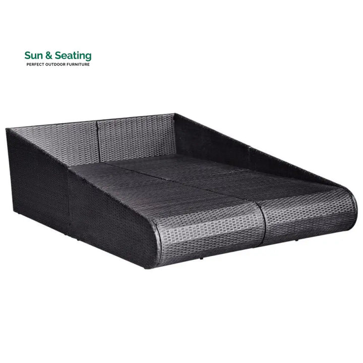 Manna Outdoor Poolside Sunbed With Cushion Daybed (Black/Brown) Sunbed