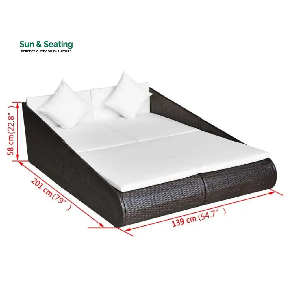 Manna Outdoor Poolside Sunbed With Cushion Daybed (Black/Brown) Sunbed
