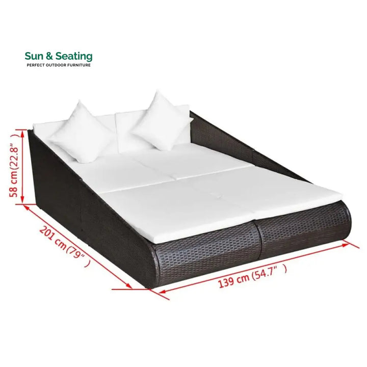 Manna Outdoor Poolside Sunbed With Cushion Daybed (Black/Brown) Sunbed