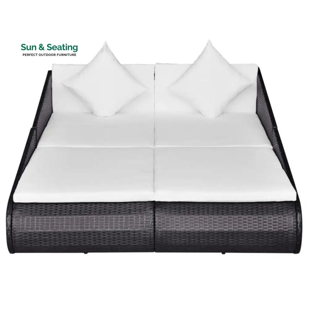 Manna Outdoor Poolside Sunbed With Cushion Daybed (Black/Brown) Sunbed