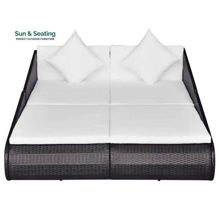 Manna Outdoor Poolside Sunbed With Cushion Daybed (Black/Brown) Sunbed