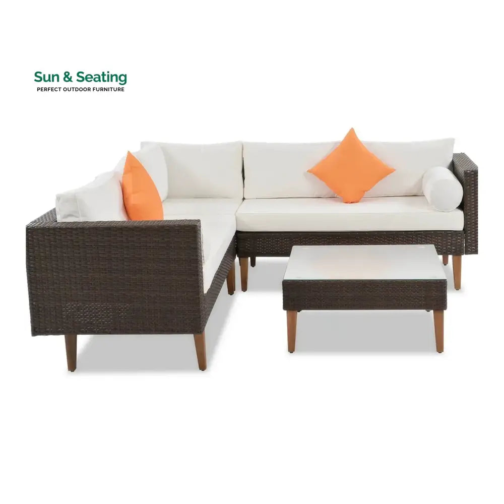 Manuela 3-Pieces Outdoor Wicker L-Shape Sofa Set Sofa Set
