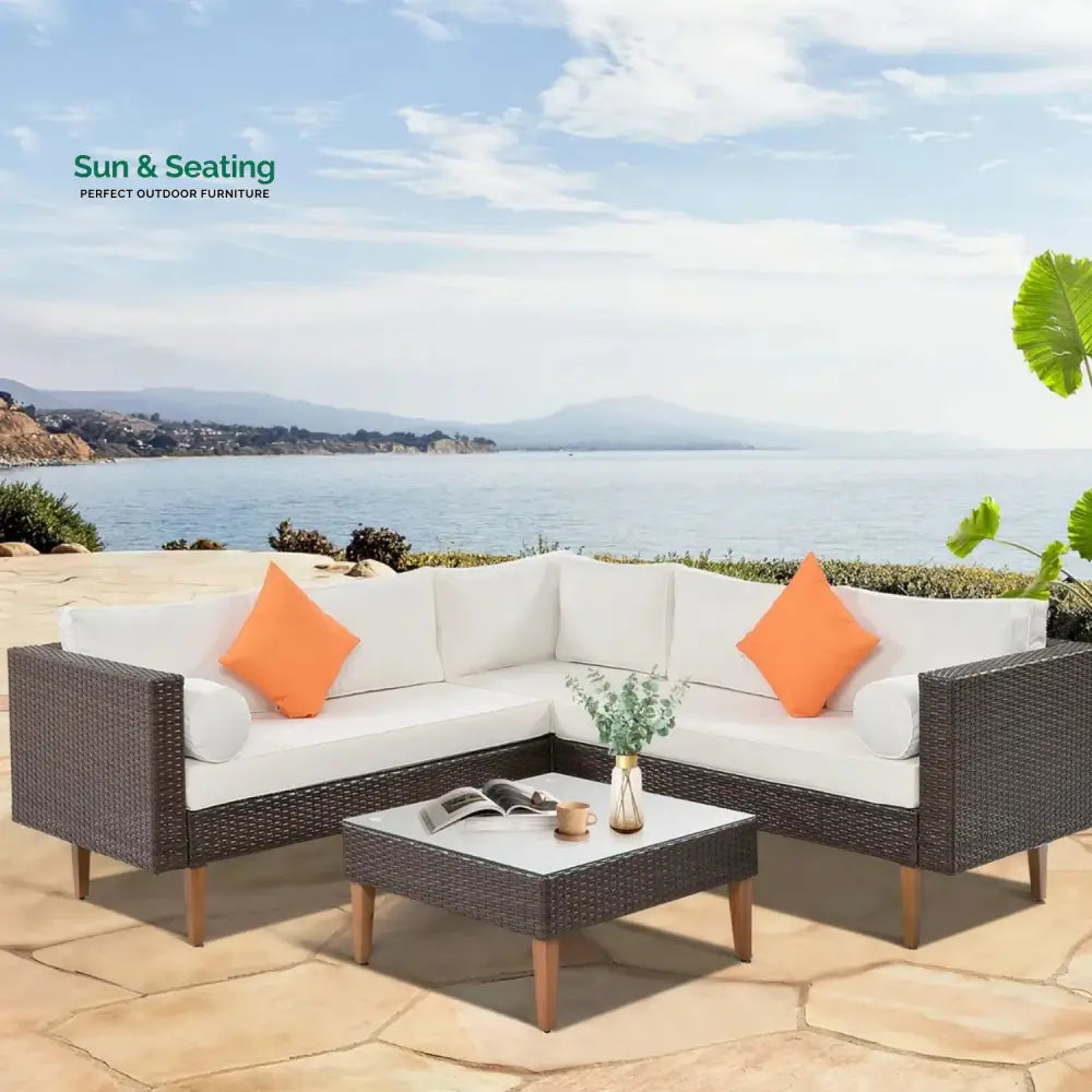Manuela 3-Pieces Outdoor Wicker L-Shape Sofa Set Sofa Set