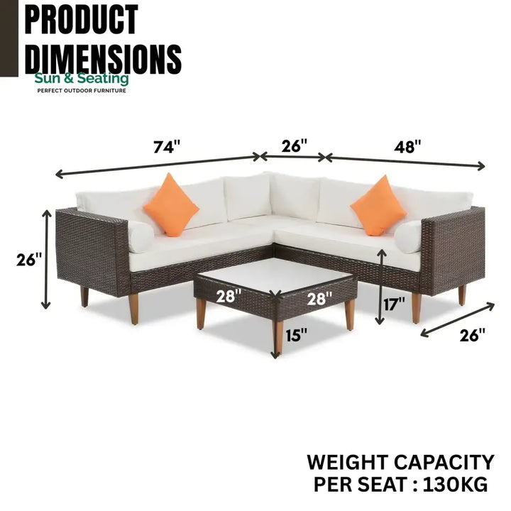 Manuela 3-Pieces Outdoor Wicker L-Shape Sofa Set Sofa Set