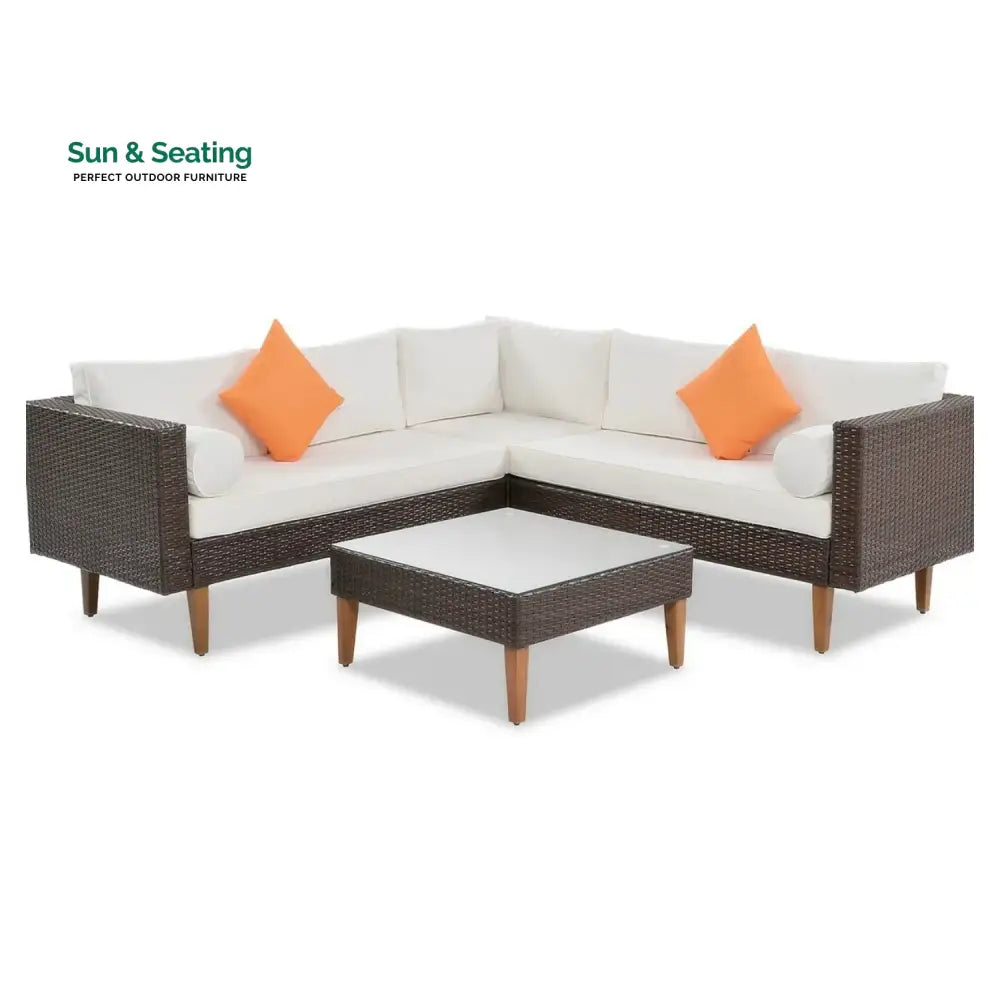 Manuela 3-Pieces Outdoor Wicker L-Shape Sofa Set Sofa Set