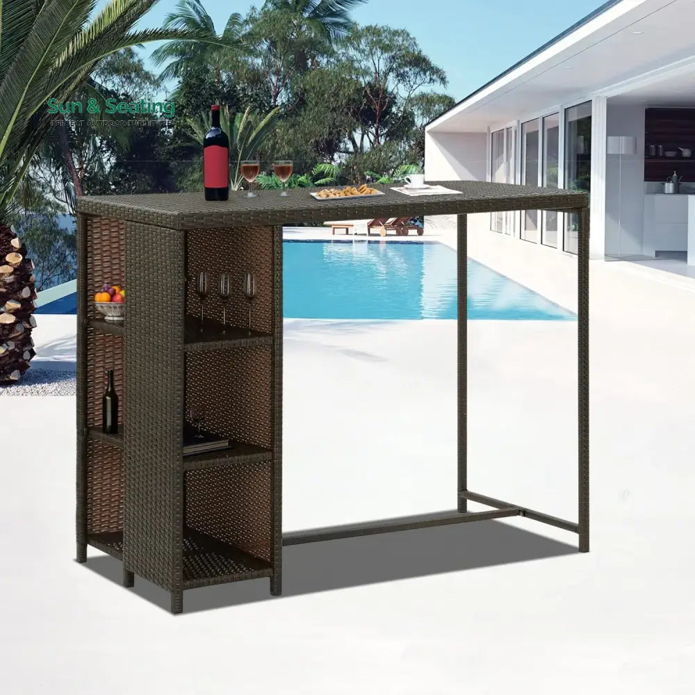 Maravilla Outdoor Rattan Wicker Bar Table with High-Top Design Bar Table