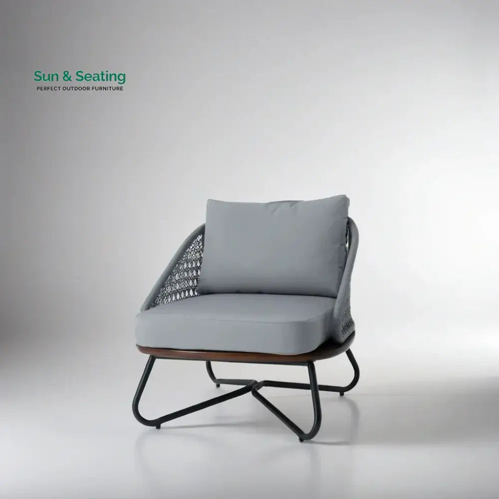 Marcela Outdoor Sofa Set 3 Seater 2 Single seater and 1 Center Table Set (Grey) Braided & Rope Sofa Sets