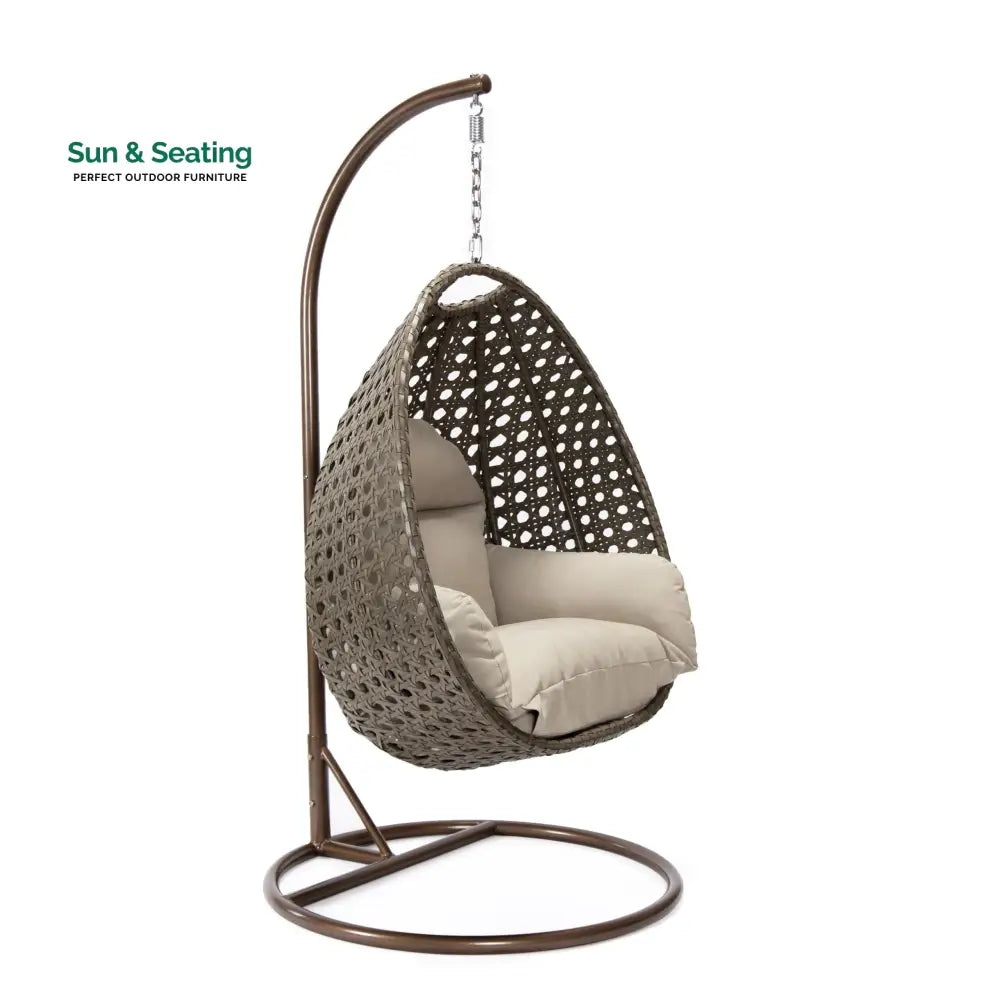 Marcello Single Seater Hanging Swing With Stand For Balcony Garden (Brown) Swings