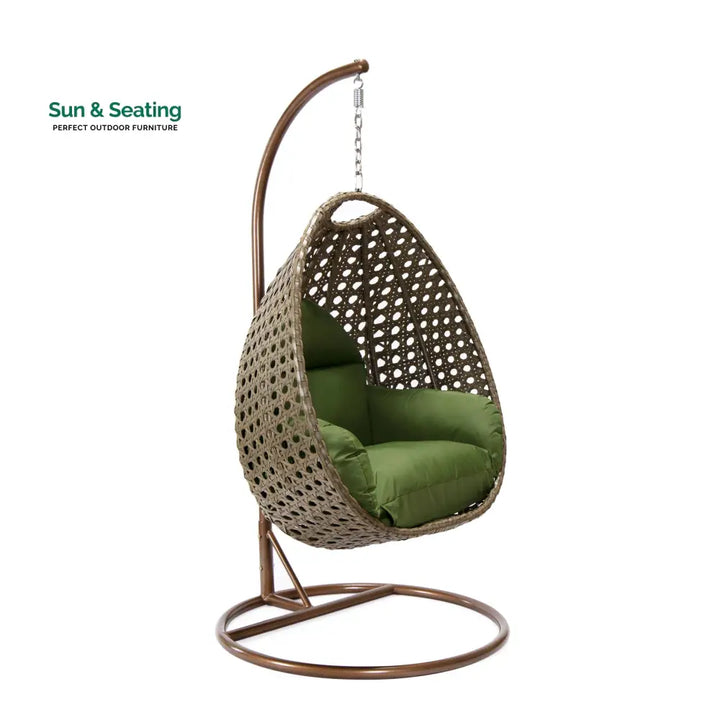 Marcello Single Seater Hanging Swing With Stand For Balcony Garden (Brown) Swings