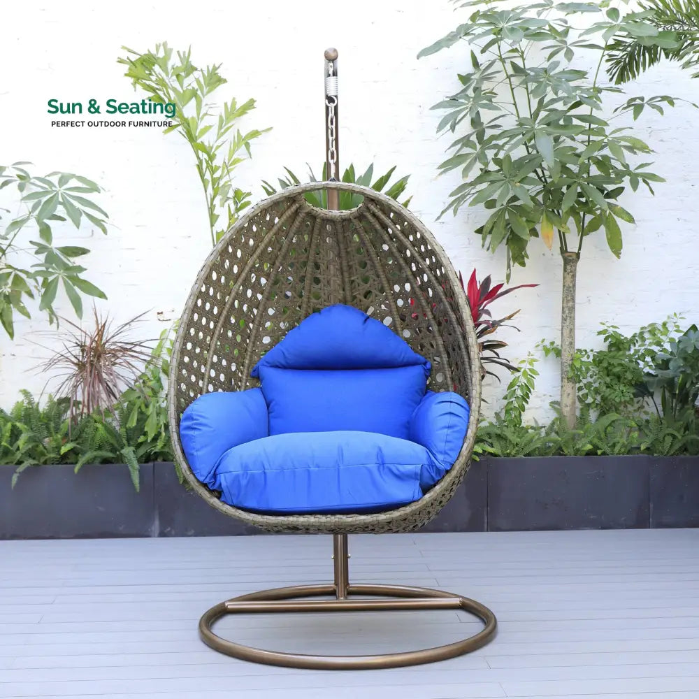 Marcello Single Seater Hanging Swing With Stand For Balcony Garden (Brown) Swings