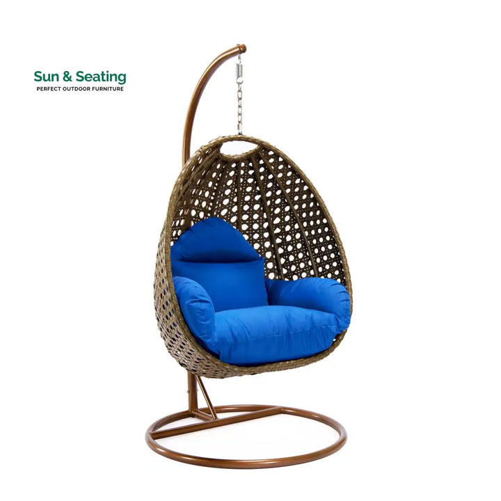 Marcello Single Seater Hanging Swing With Stand For Balcony Garden (Brown) Swings