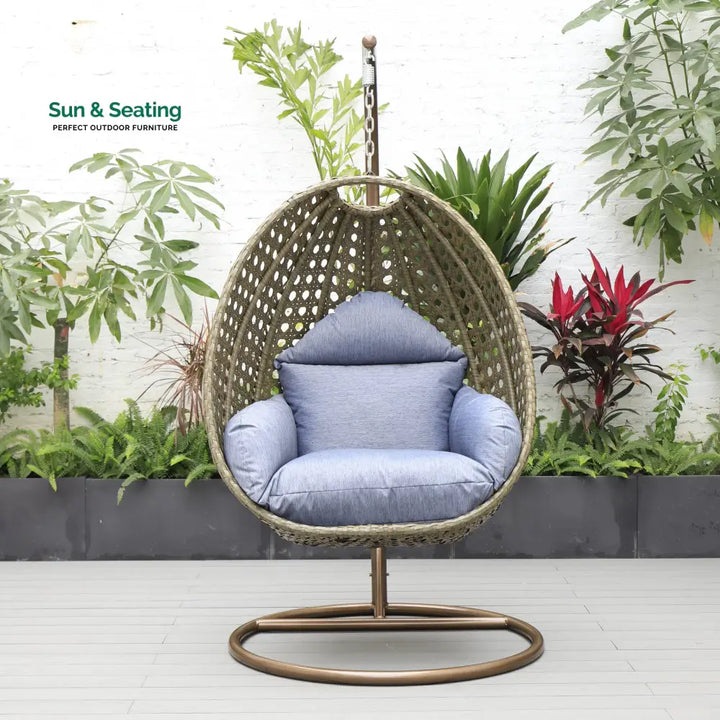 Marcello Single Seater Hanging Swing With Stand For Balcony Garden (Brown) Swings
