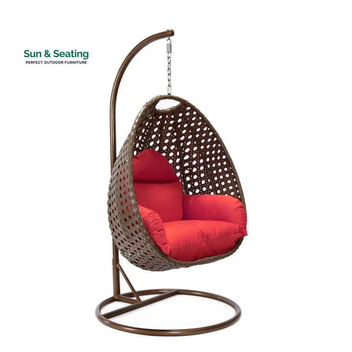 Marcello Single Seater Hanging Swing With Stand For Balcony Garden (Brown) Swings