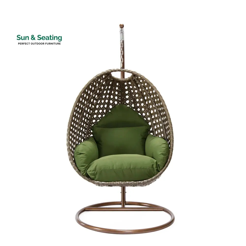 Marcello Single Seater Hanging Swing With Stand For Balcony Garden (Brown) Swings