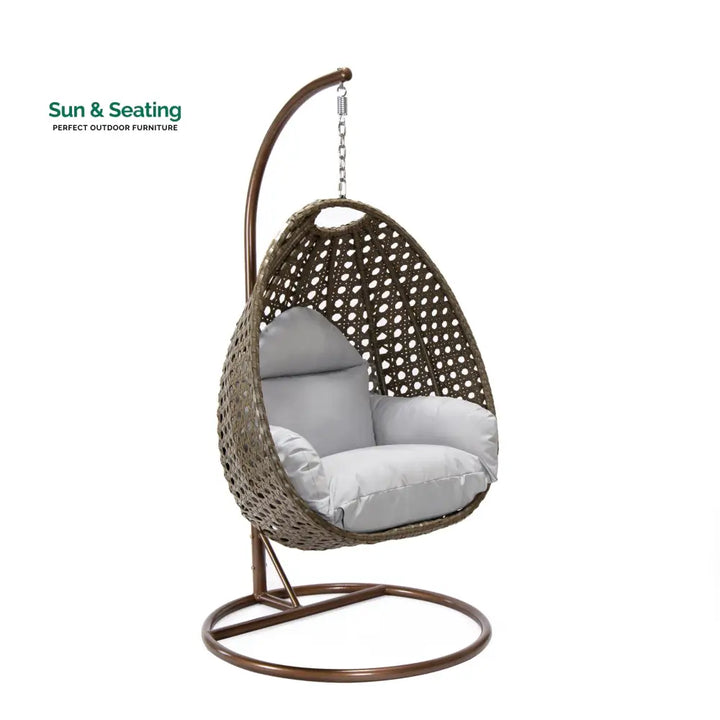Marcello Single Seater Hanging Swing With Stand For Balcony Garden (Brown) Swings