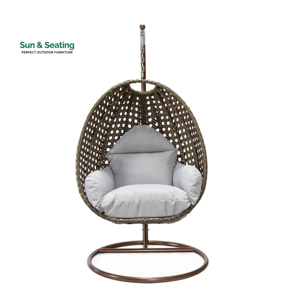 Marcello Single Seater Hanging Swing With Stand For Balcony Garden (Brown) Swings