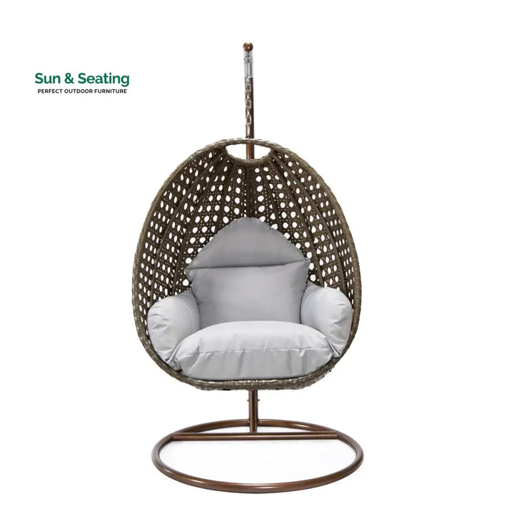 Marcello Single Seater Hanging Swing With Stand For Balcony Garden (Brown) Swings