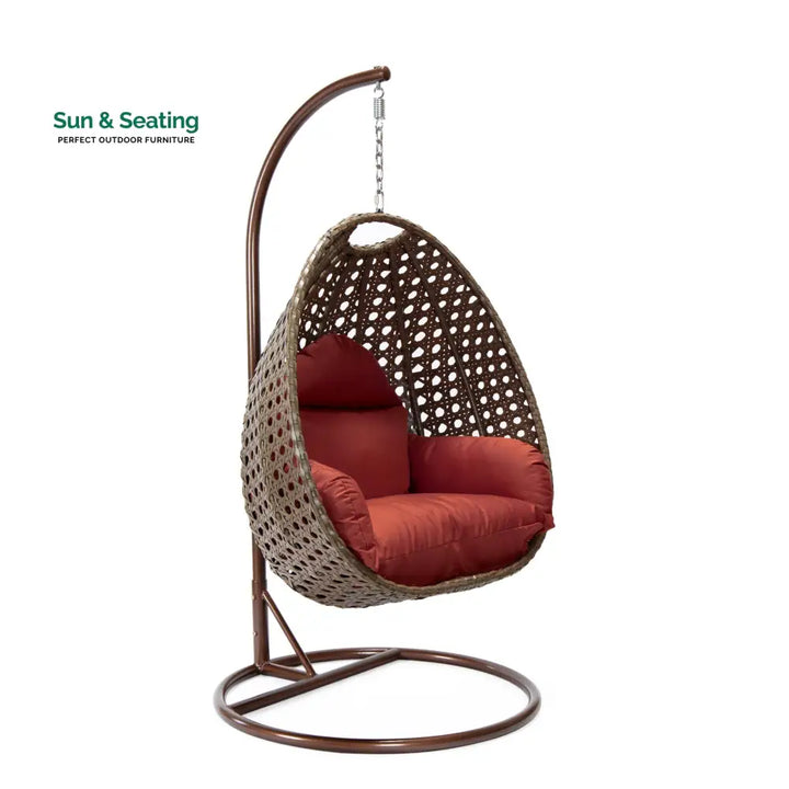Marcello Single Seater Hanging Swing With Stand For Balcony Garden (Brown) Swings