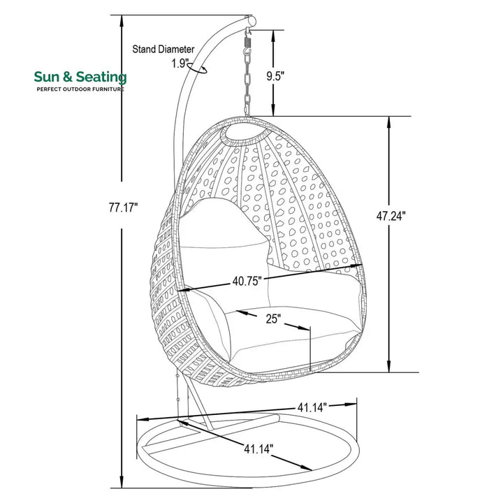 Marcello Single Seater Hanging Swing With Stand For Balcony Garden (Brown) Swings