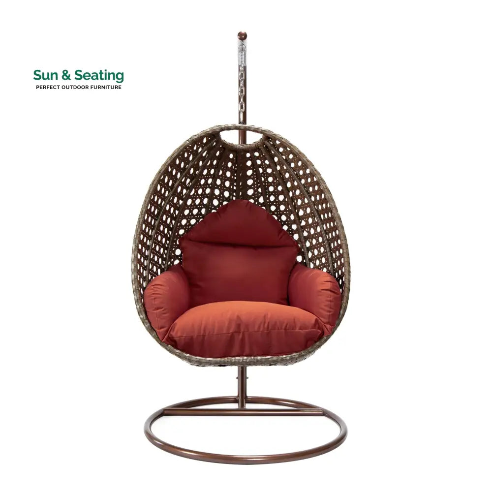 Marcello Single Seater Hanging Swing With Stand For Balcony Garden (Brown) Swings