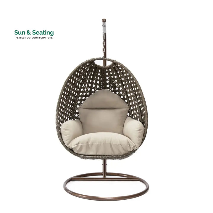 Marcello Single Seater Hanging Swing With Stand For Balcony Garden (Brown) Swings