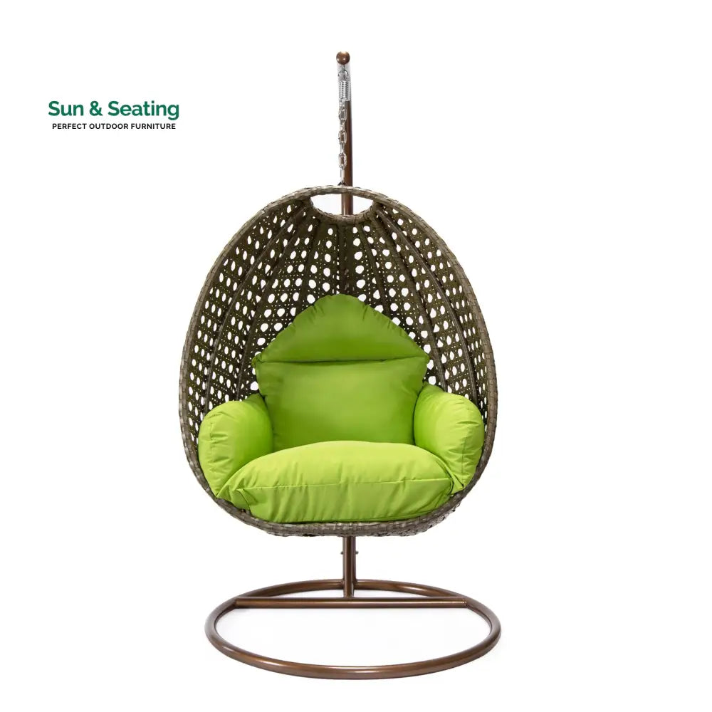 Marcello Single Seater Hanging Swing With Stand For Balcony Garden (Brown) Swings
