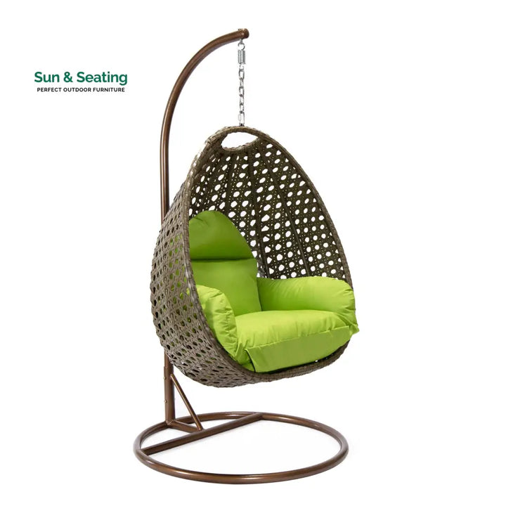Marcello Single Seater Hanging Swing With Stand For Balcony Garden (Brown) Swings