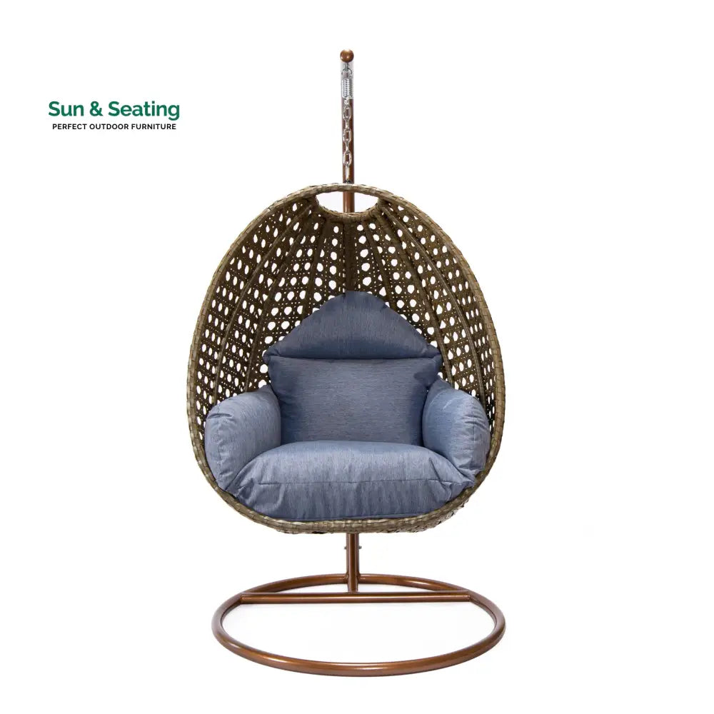 Marcello Single Seater Hanging Swing With Stand For Balcony Garden (Brown) Swings