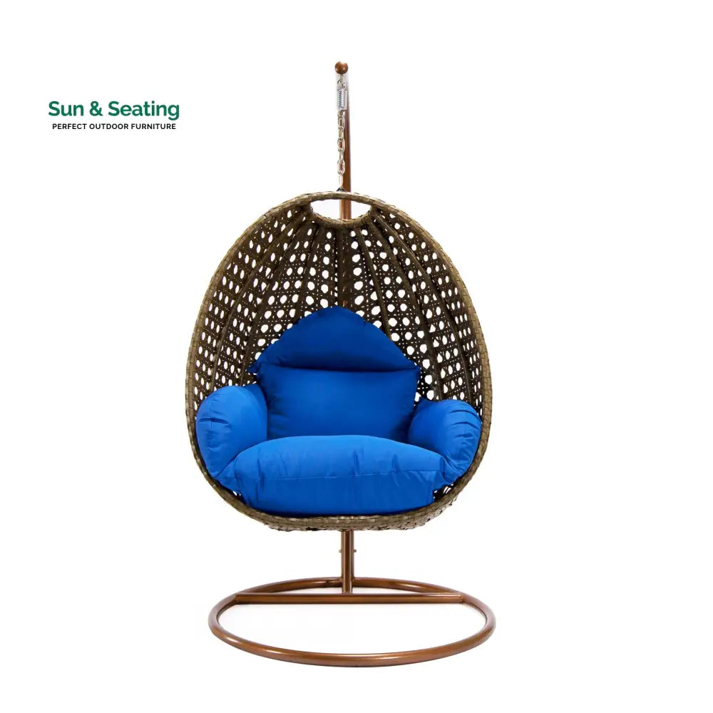 Marcello Single Seater Hanging Swing With Stand For Balcony Garden (Brown) Swings