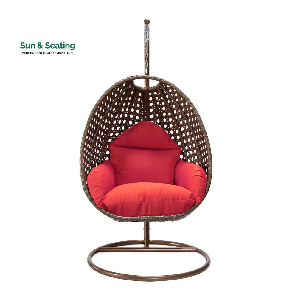 Marcello Single Seater Hanging Swing With Stand For Balcony Garden (Brown) Swings