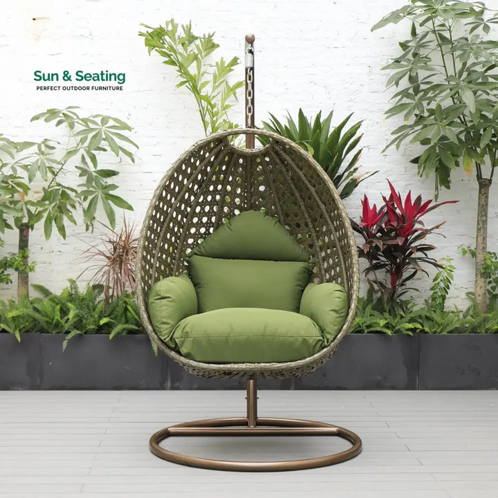 Marcello Single Seater Hanging Swing With Stand For Balcony Garden (Brown) Swings