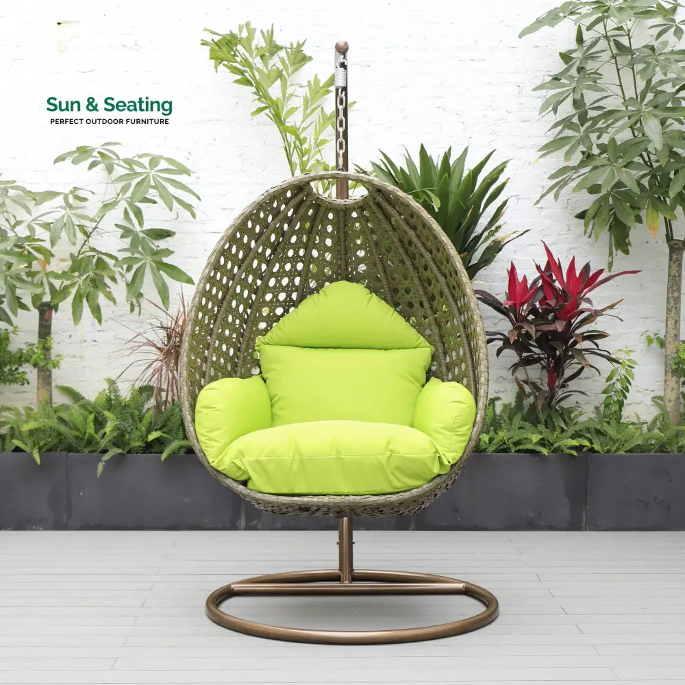 Marcello Single Seater Hanging Swing With Stand For Balcony Garden (Brown) Swings