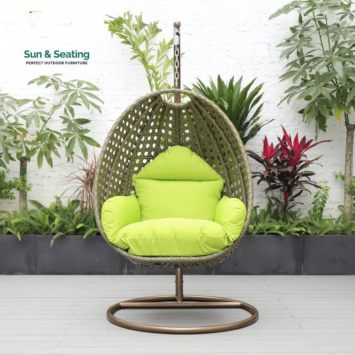 Marcello Single Seater Hanging Swing With Stand For Balcony Garden (Brown) Swings