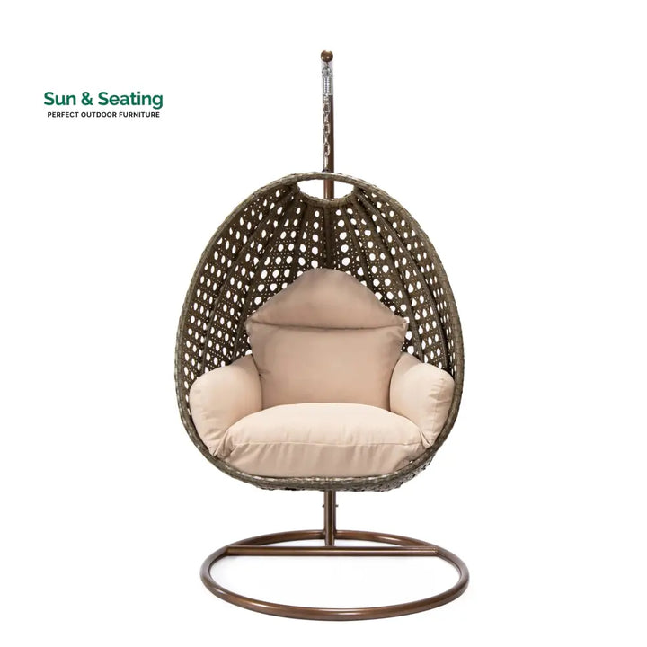 Marcello Single Seater Hanging Swing With Stand For Balcony Garden (Brown) Swings