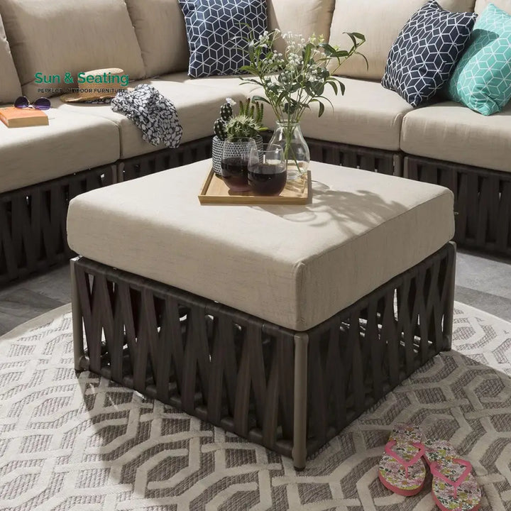 Marciel Outdoor Sofa Set 7 Seater and 1 Ottoman Set (Brown) Sofa Sets