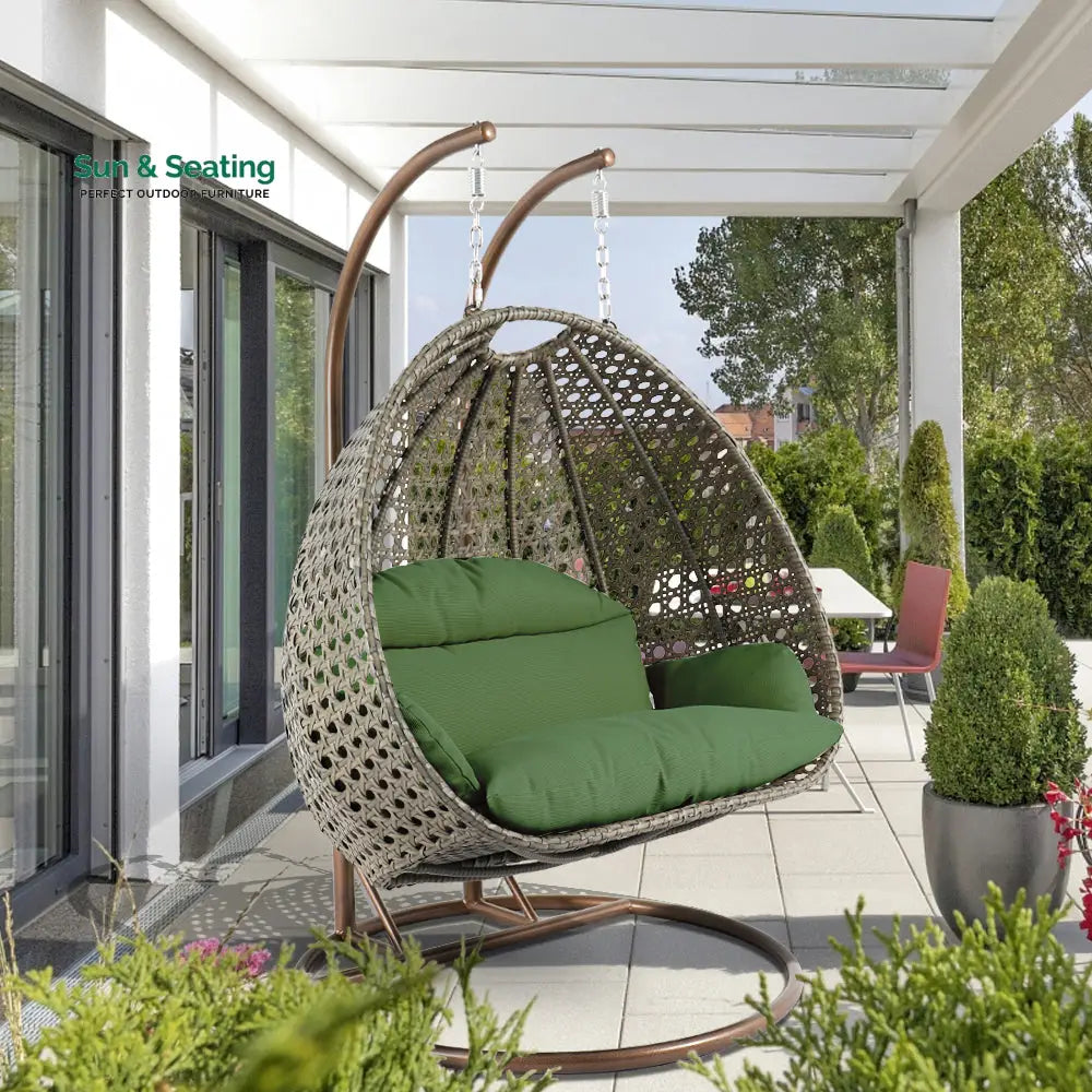 Marco Double Seater Hanging Swing With Stand For Balcony Garden Swing (Dark Grey) Dark Green Swings