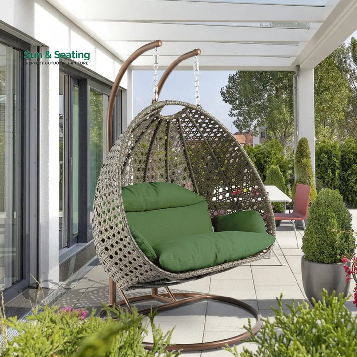 Marco Double Seater Hanging Swing With Stand For Balcony Garden Swing (Dark Grey) Dark Green Swings